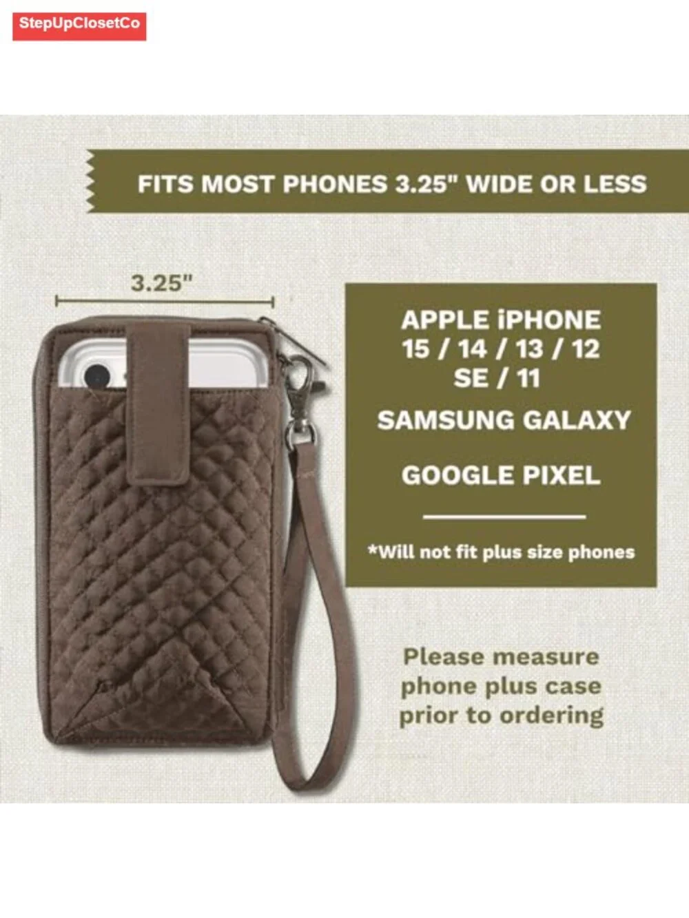 Quilted Microfiber Wristlet Wallet with Phone Pocket RFID Protection